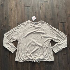 Jenny Boston Tan Crewneck Winter Sweater Cozy Relaxed Minimalist S NWT